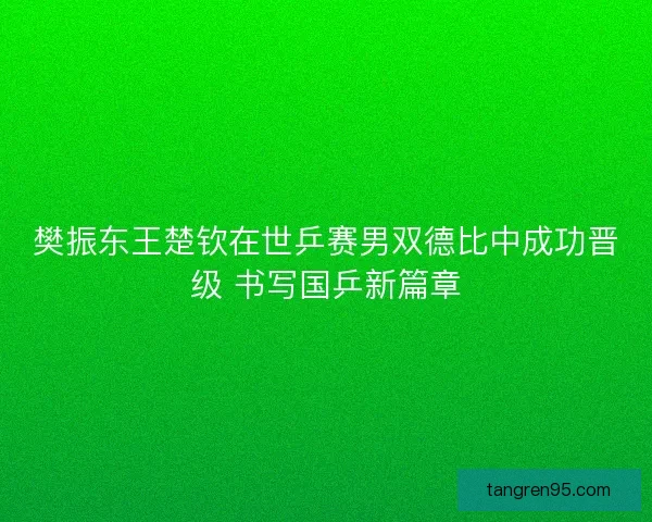 樊振东王楚钦在世乒赛男双德比中成功晋级 书写国乒新篇章