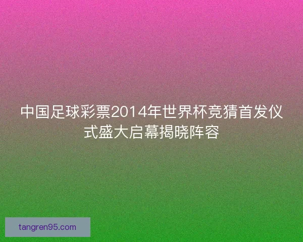 中国足球彩票2014年世界杯竞猜首发仪式盛大启幕揭晓阵容
