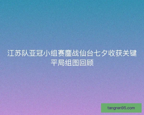 江苏队亚冠小组赛鏖战仙台七夕收获关键平局组图回顾